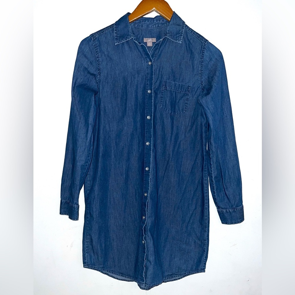 J. Jill Button Down Denim Jean Shirt Dress Sz XS